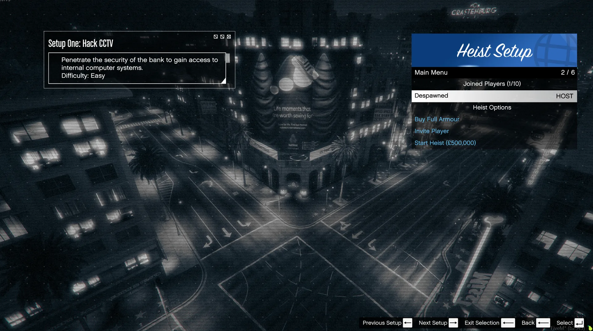 Setup menu
